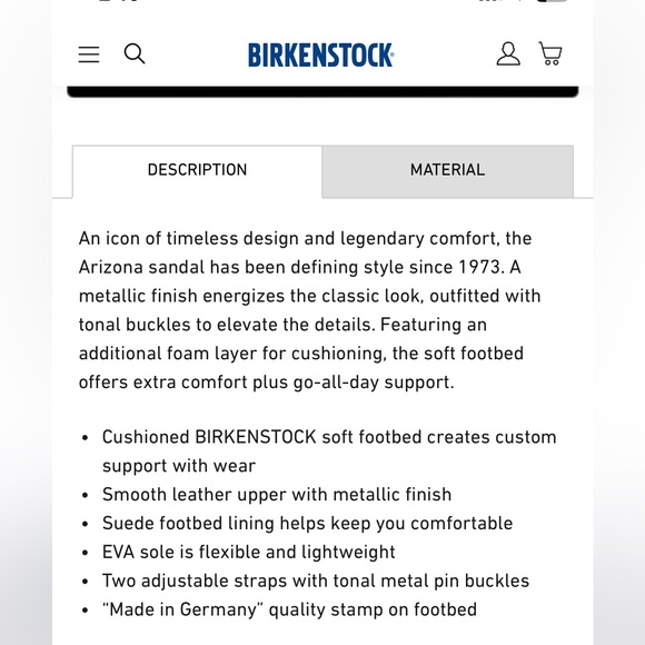 Birkenstock NWT Arizona sandal, Silver, size 38 - Picture 7 of 11